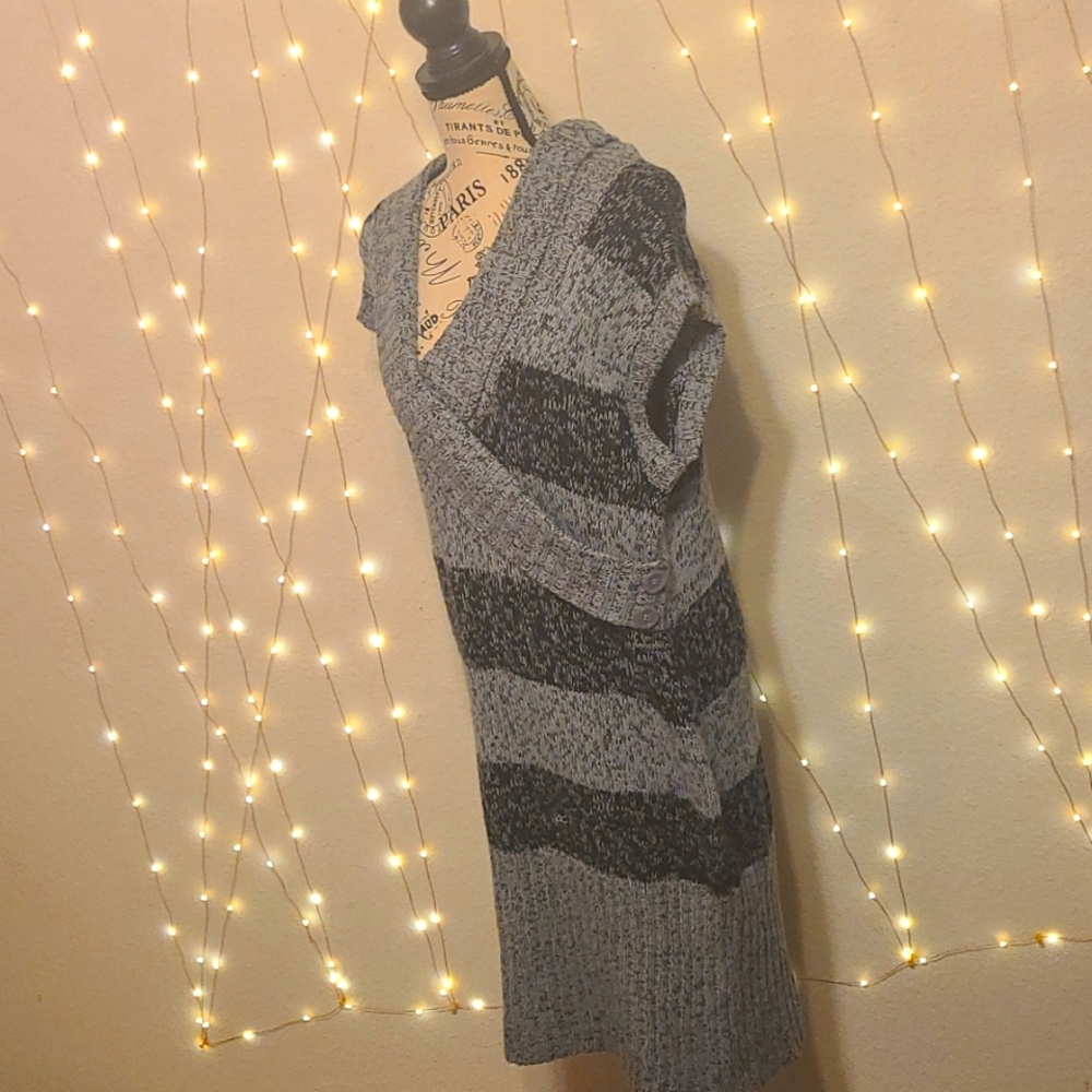 Grey/Black 3x Cowl Neck Sweater Dress